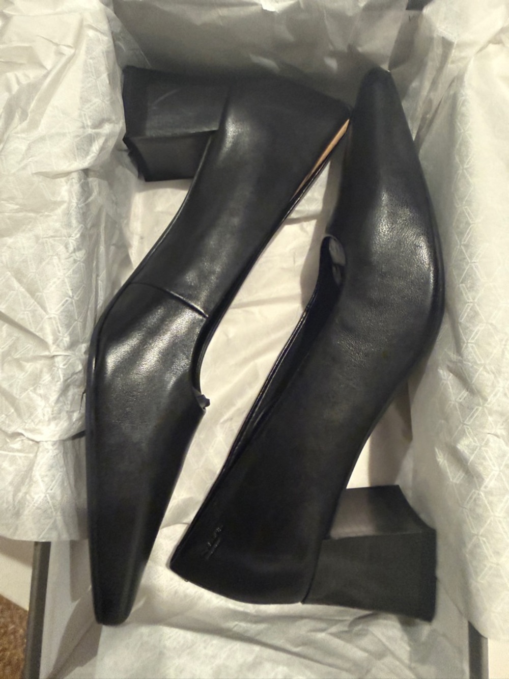 Vagabond Black Leather Block Heel Pumps